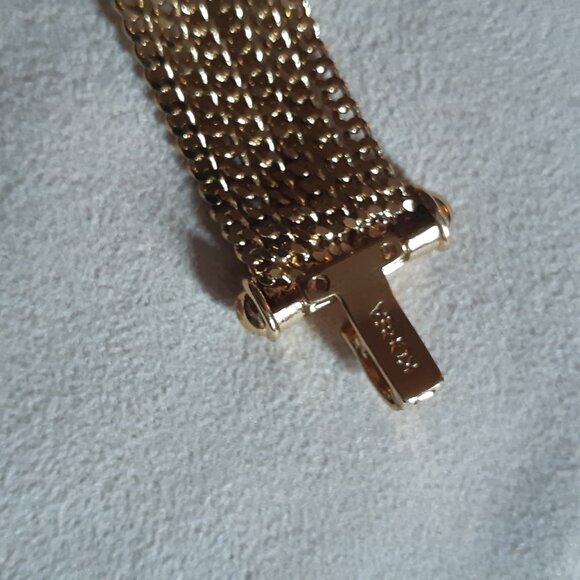 1990s NOLAN MILLER Bracelet Gold Tone 6 Strand,14 Bezel Set Rhinestones, Vintage - Picture 8 of 16